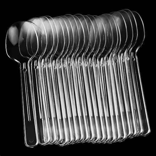 Miniatura 6 de Paquete de 200 cucharas de plástico transparente de 4 pulgadas, mini cucharas de postre, vajilla pequeña de plástico transparente para cocina