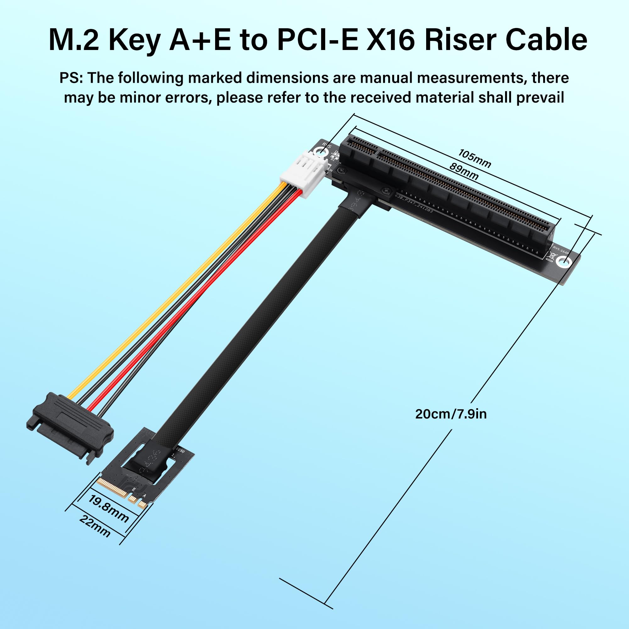 SinLoon Przedłużacz M.2 NGFF Klucz A+E do PCIe X16 M.2 do PCI-E 16X żeński przedłużacz do M2 2230