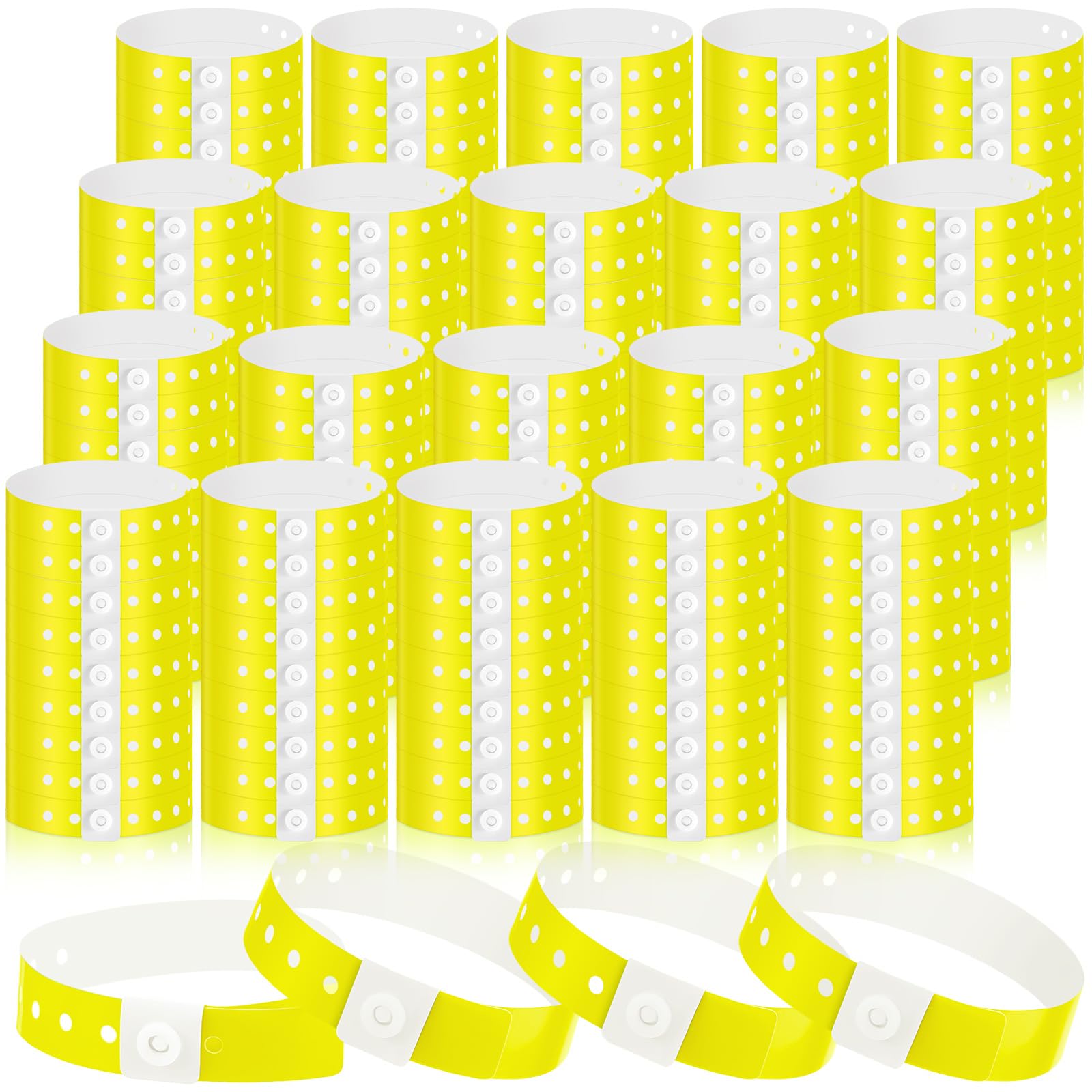 Henoyso 600 Pcs Plastic Wristbands for Events Vinyl Wristband Plastic Bracelet for Events Arm Band Identification for Concerts Carnivals (Yellow)