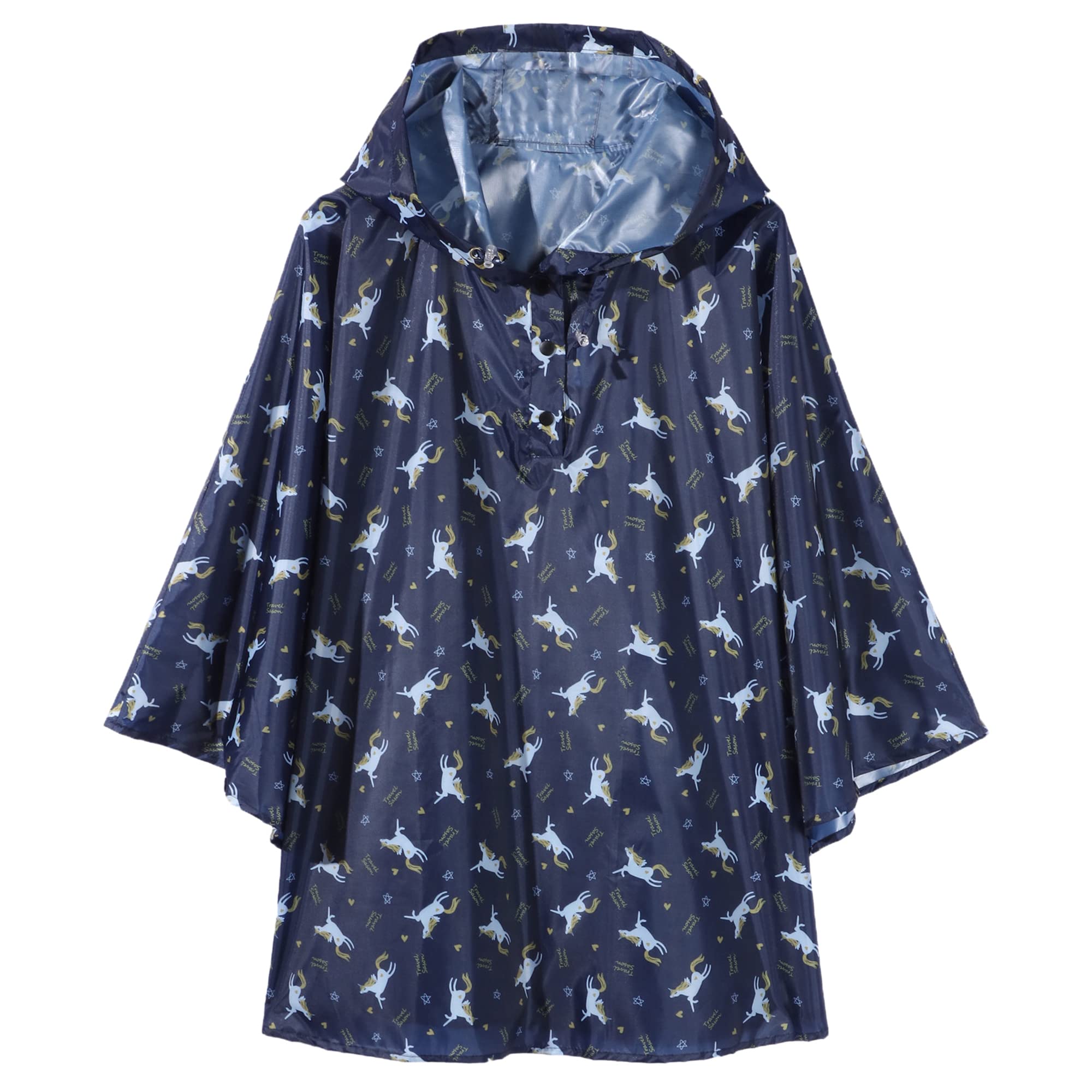 QIKADO Poncho Antipioggia Bambino, Poncho Pioggia Bambina con Cappuccio e Bottoni Portatile