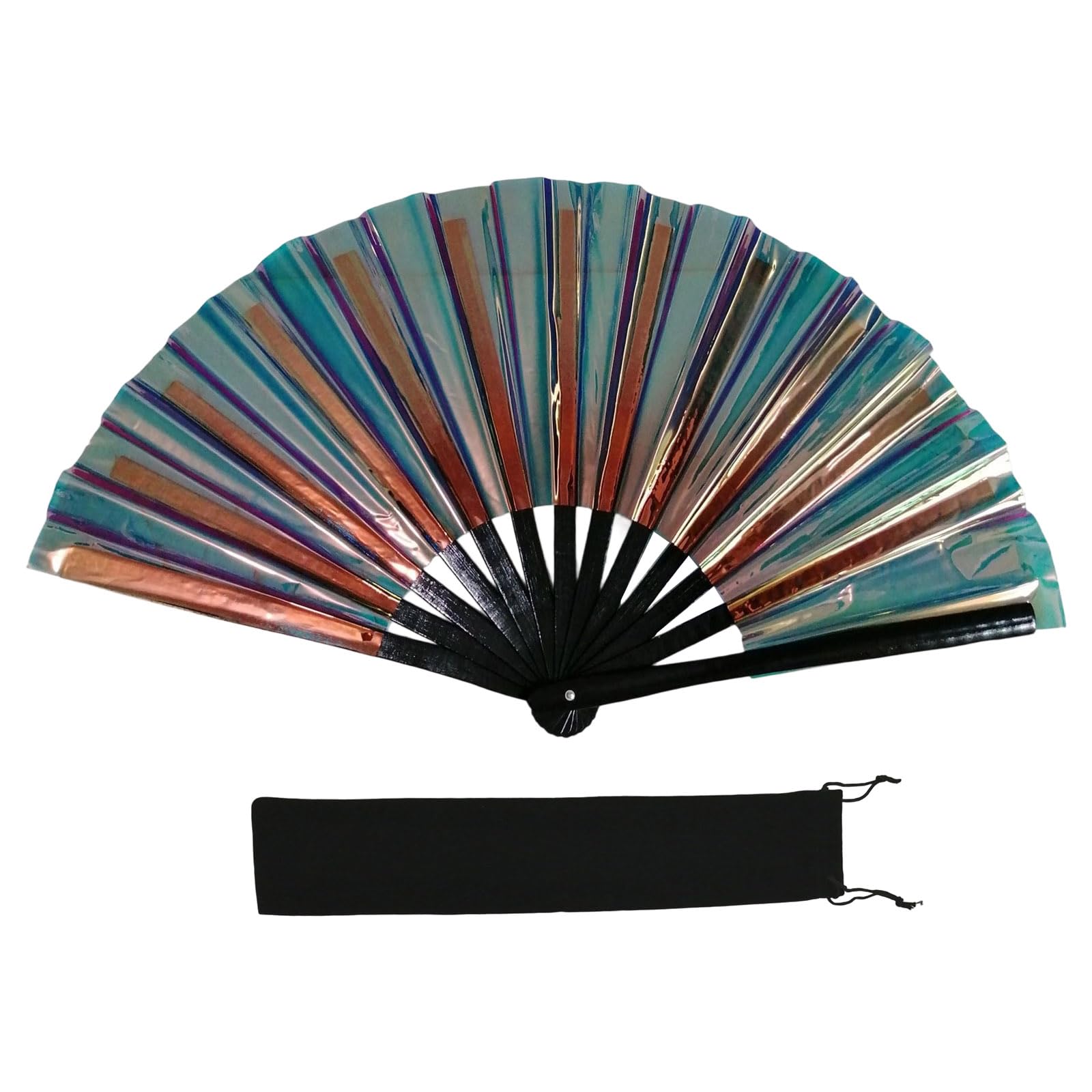 Jazuaiao PVC Reflective Colorful Hand Fan Dancing Foldable Clap Fan for Enthusiasts Frame and Smooth Operations