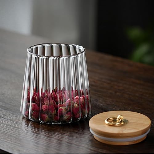 Miniatura 5 de YONGZH - Recipiente de vidrio para café y frutos secos, hermético, con tapa de bambú, mango de metal, fácil de agarrar (25.4 fl oz, 23 onzas