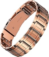 Vista 1 de Pulsera de cobre para hombre Feraco, 3 veces más fuerte, pulseras magnéticas de cobre puro 99,99% con imanes, longitud ajustable con herramienta