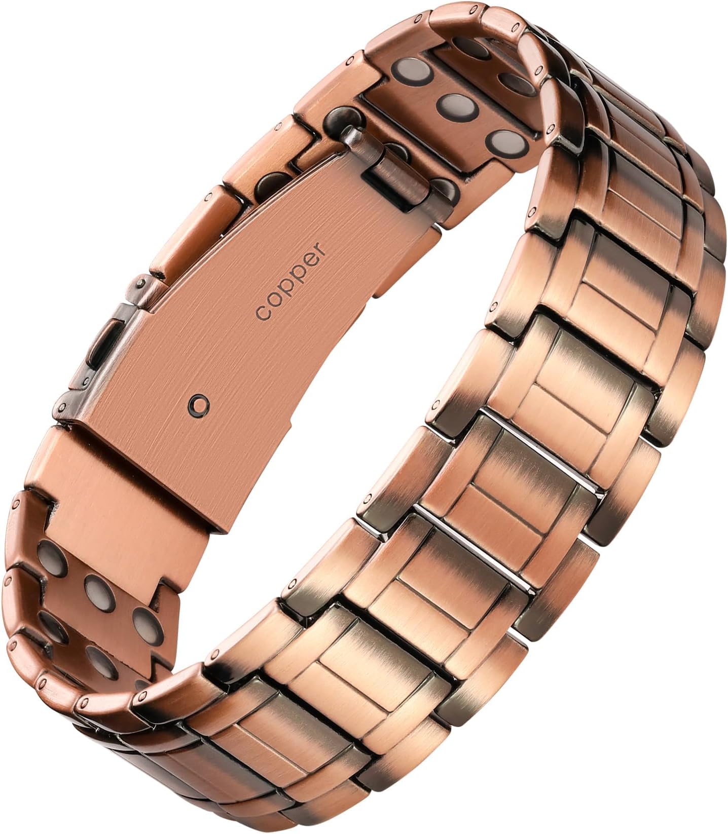 Feraco Men's Copper Bracelet,3X Strength 99.99% Pure Copper Magnetic Bracelets with Magnets,Adjustable Length with Sizing Tool