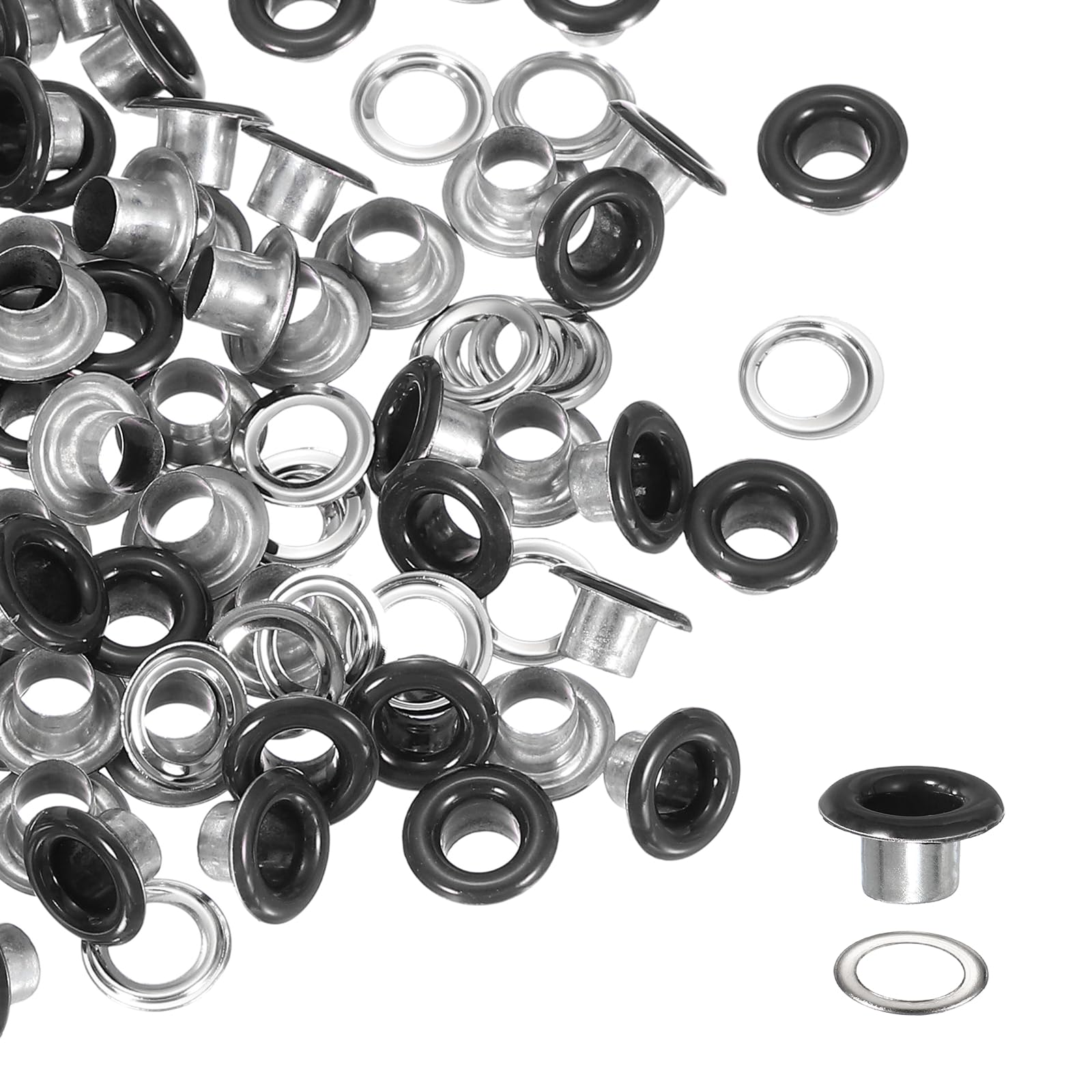YELARXI Grommets Kit, Metal Eyelets with Washers 5mm 3/16" & 250 Set & Matte Black