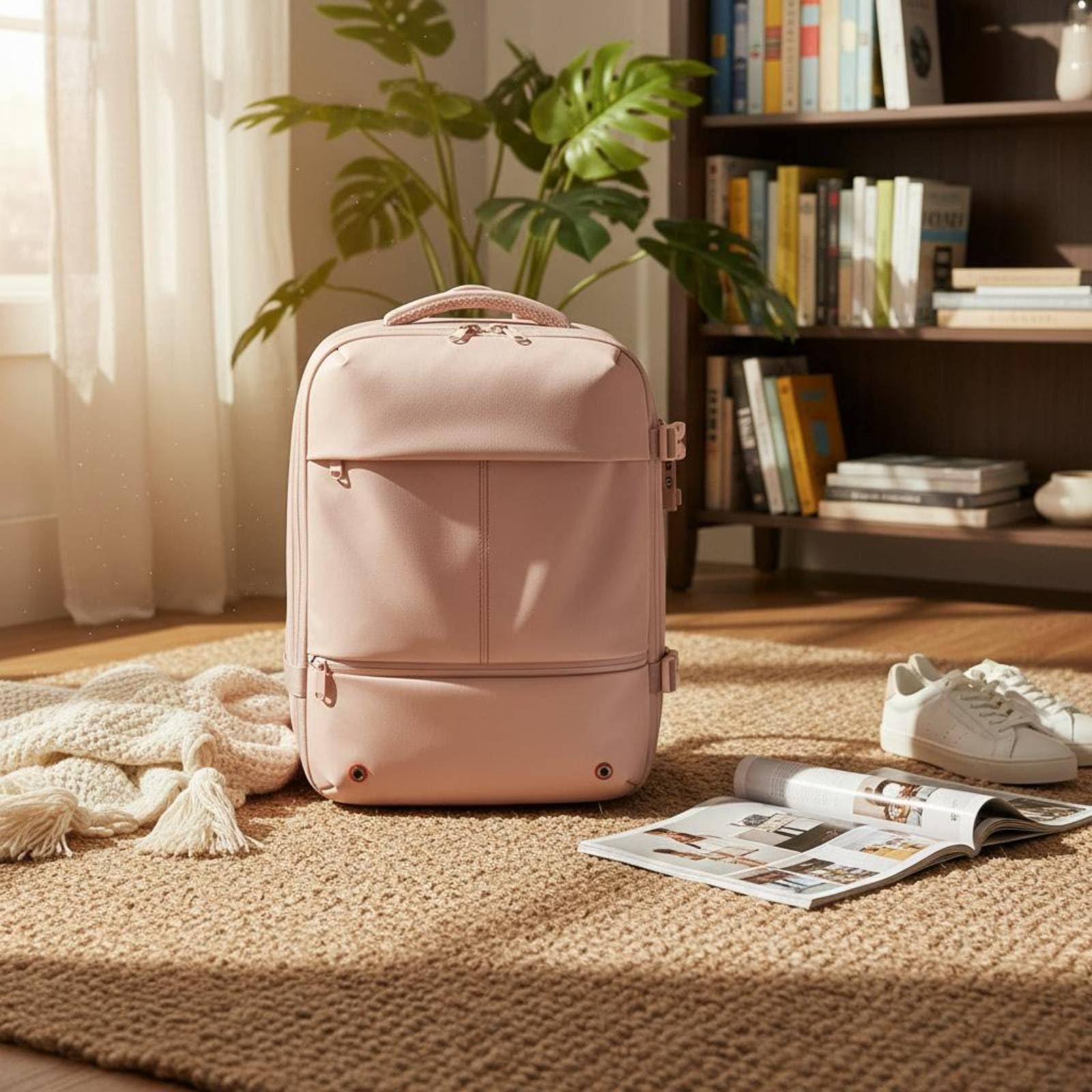 Baoblaze Zaino da Viaggio Donna Zaino Espandibile Zaino Compressione Zaino Impermeabile Accesso Ricarica USB E USB C Scomparti per Vestiti E Toilette Adatto per Weekend Palestra Treni Lavoro