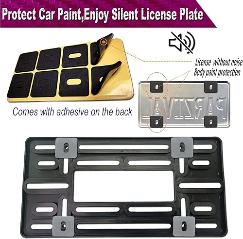 Miniatura 7 de Kit de montaje de placa de matrícula delantera soporte para placa de matrícula de parachoques delantero y marco de silicona negra, adaptador