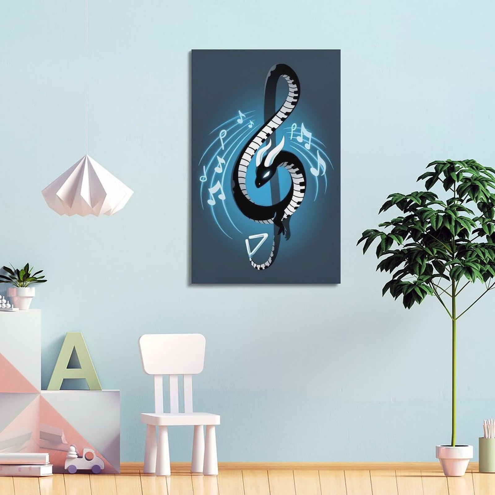 GJDYMX Poster decorativo da parete su tela, motivo astratto, serpente, note musicali, poster decorativo moderno, per camera da letto, per camera da letto, 50 x 75 cm