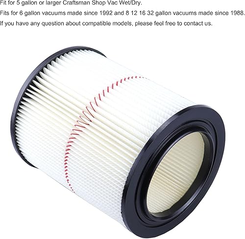 Miniatura 4 de Paquete de 2 filtros de cartucho de rayas rojas 17816 9-17816 compatibles con aspiradora Craftsman Shop Vac húmedoseco 5 6 8 12 16 y galones grandes
