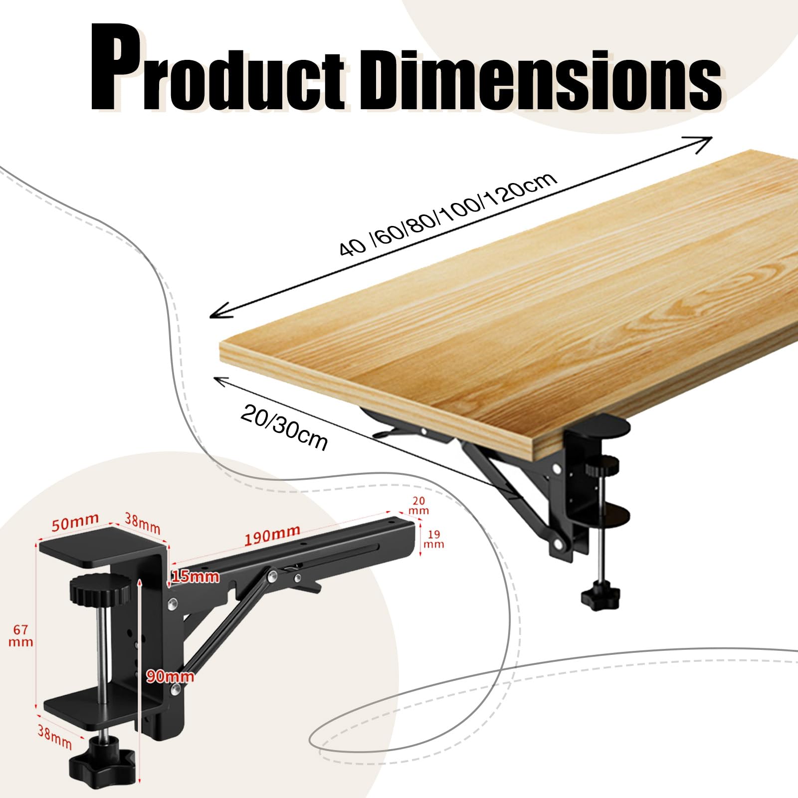 Ergonomic Desk Keyboard Tray 90° Foldable Wrist Rest Arm Support Extension Shelf