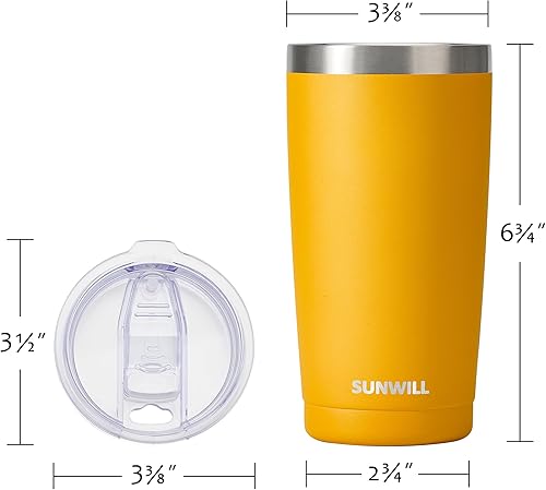 Miniatura 3 de SUNWILL - Vaso térmico de acero inoxidable aislado al vacío de doble pared y con tapa deslizante a prueba de salpicaduras, de 20 onzas, duradero,