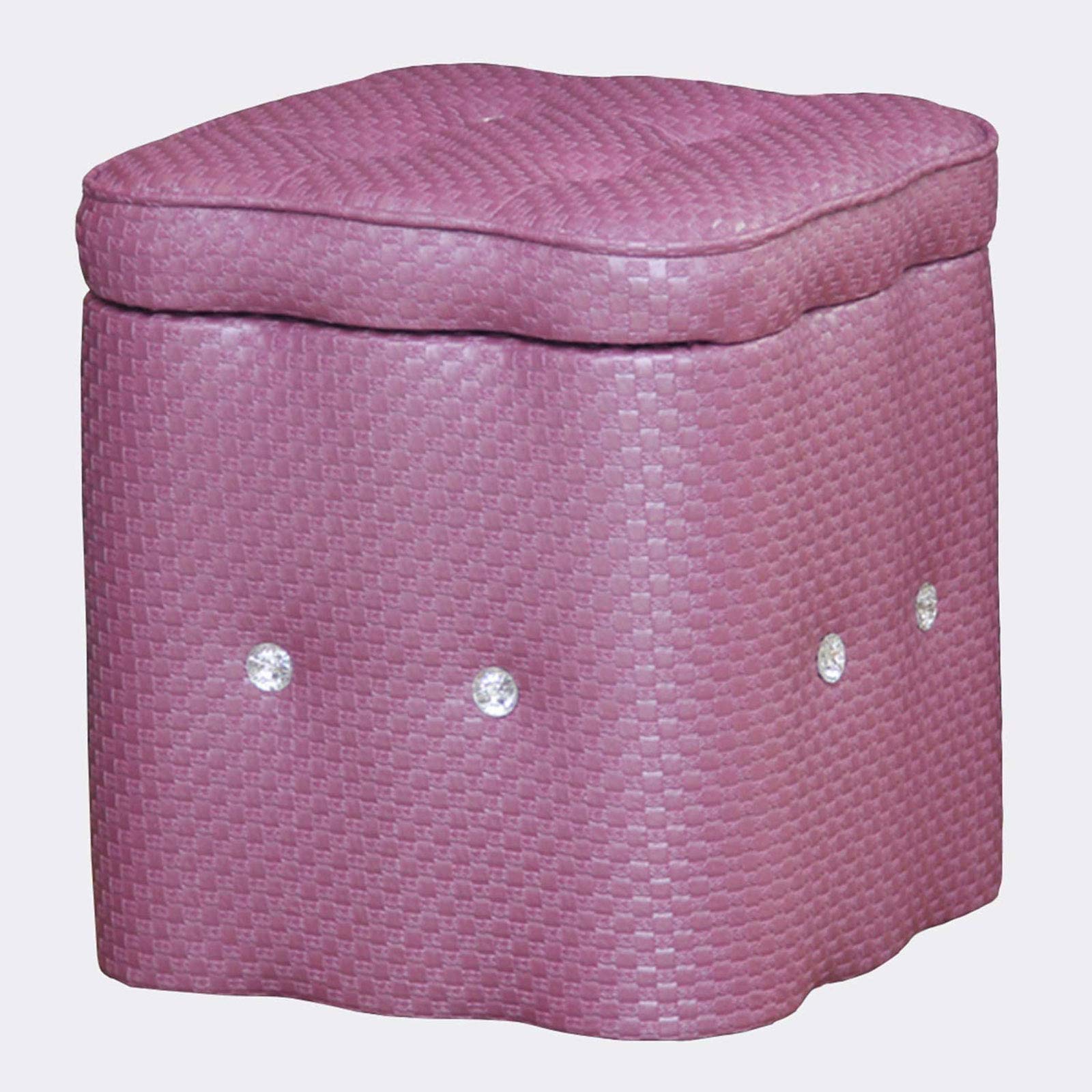Tabouret de rangement en cuir violet 40cm pour l'entrée