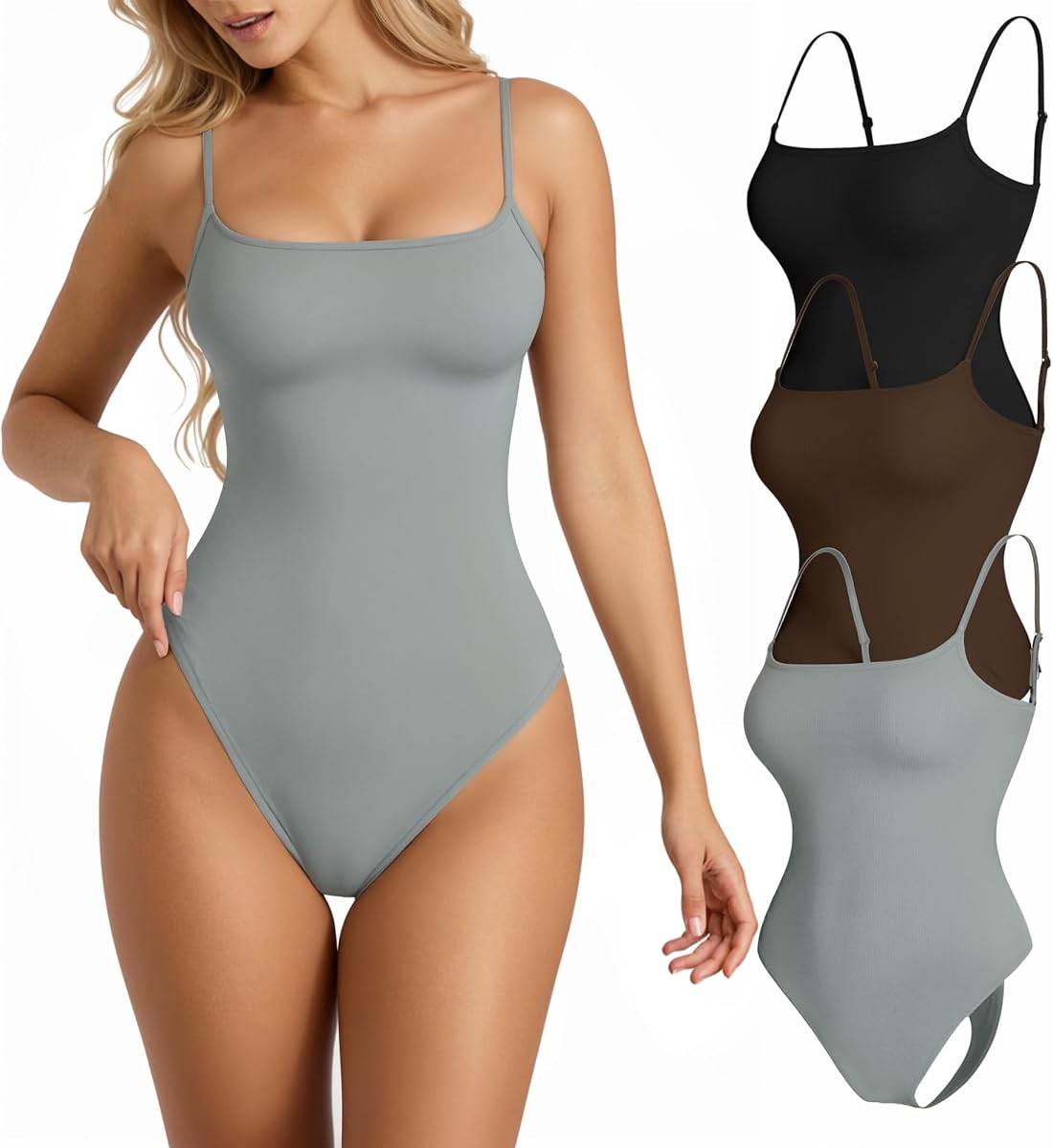 Paquete de 3 camisetas sin mangas con tirantes finos ajustables para mujer