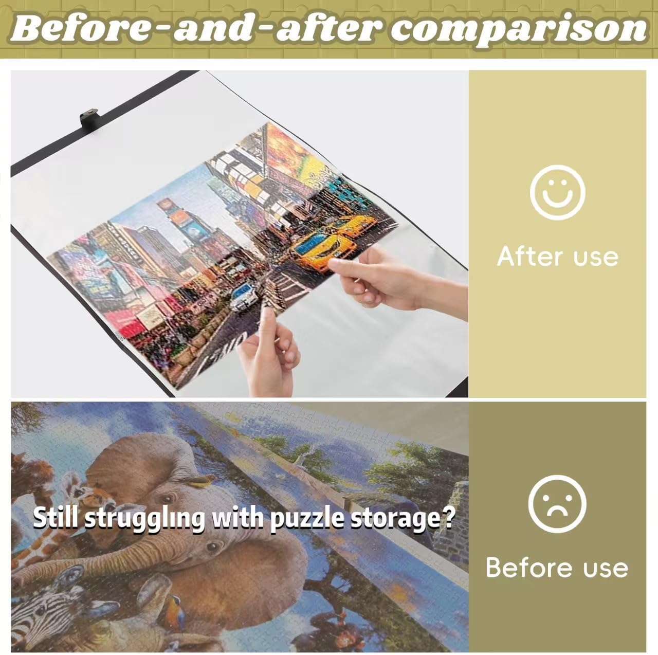 Color Black YMNLWZ Puzzle Storage Folder for 1000-Pieces, Keeping Large Capacity Jigsaw Puzzles, Space-Saving Organizer Accessory, Portable keeper with 20 Pockets, Dustproof & Protective Puzzles Accessory