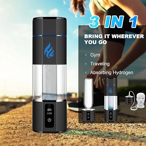 Miniatura 2 de Nueva botella de generador de agua de hidrógeno 5000ppb, hidrogenador de agua SPE PEM, generador de hidrógeno de iones portátiles, recargable,