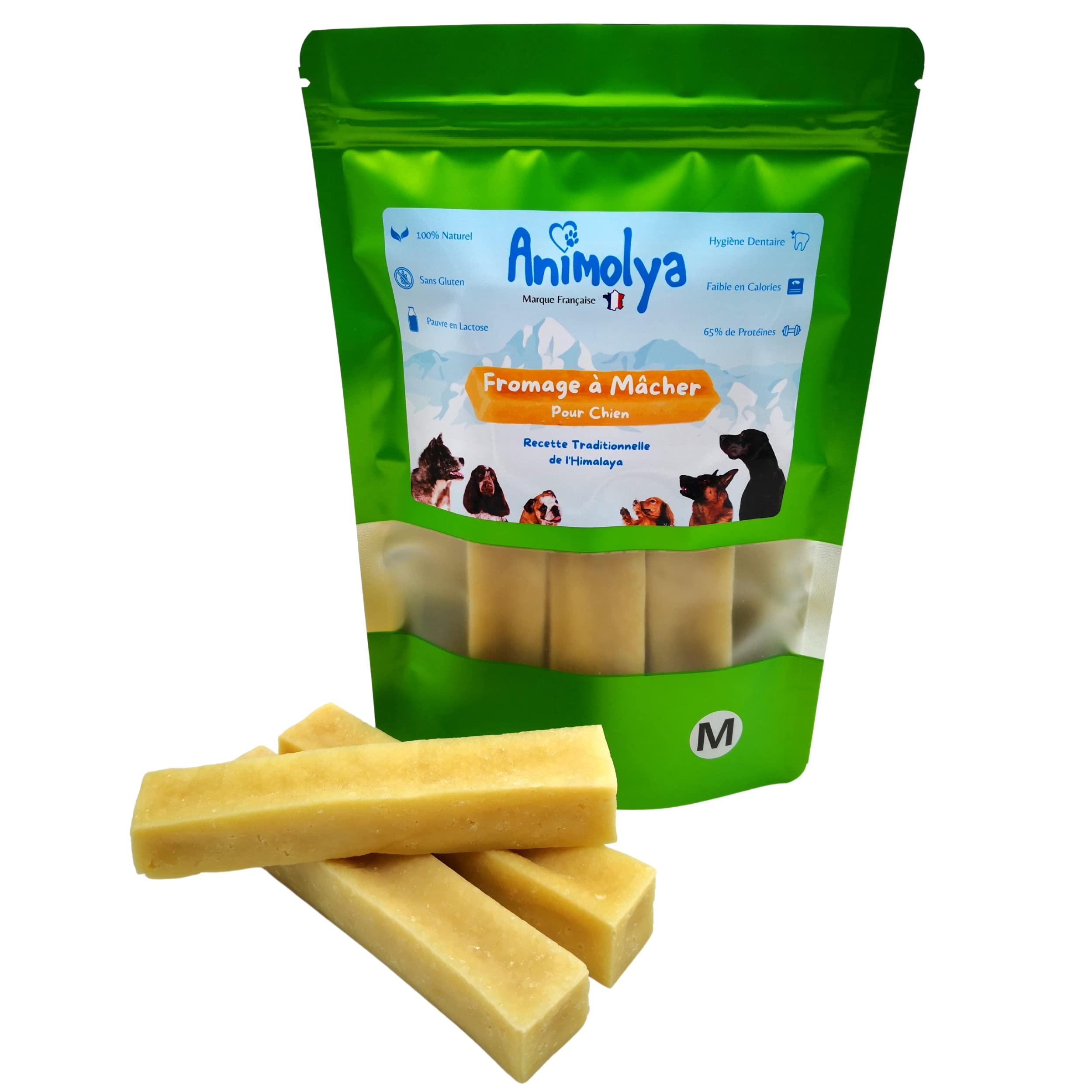 Bâton de fromage pour chien de taille moyenne, os de mastication pur et sain