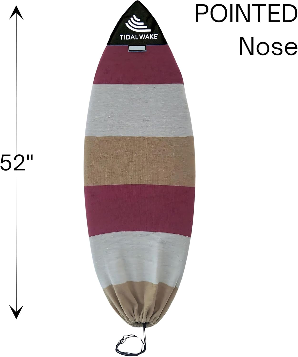 Tidal Wake TAG-IT –52" Pointed Nose Surf & Wake Board Sock - Soft Wakesurf/Wakeboard Bag with Built-in Name Tab, Customizable Wake Surfboard/Wakeboard Cover Protects Your Board Salmon-Cream-Taupe
