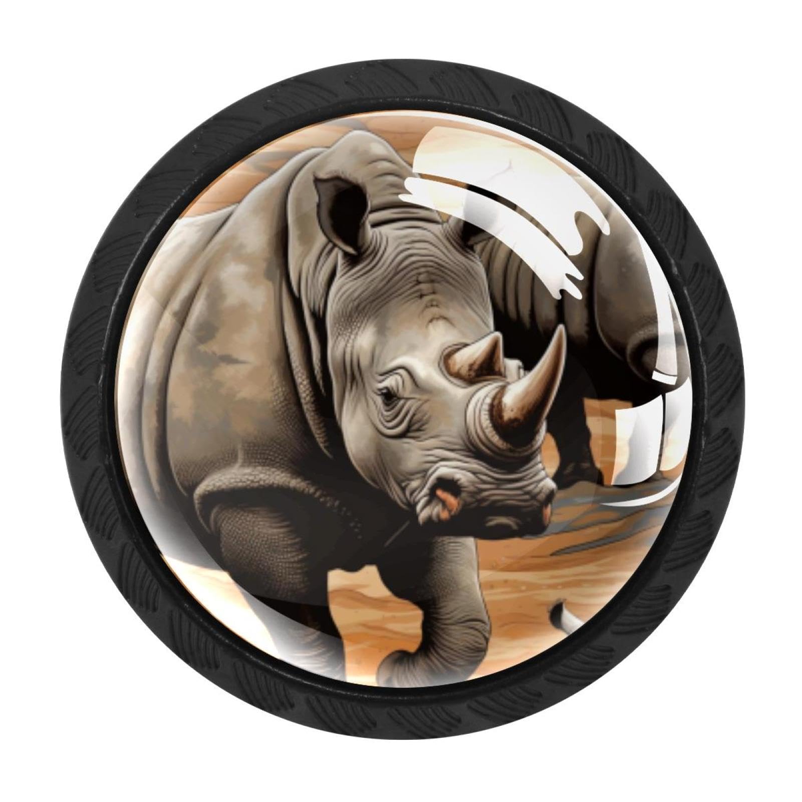 CHENZZZZ 4 Pack Rhinoceros Kitchen Cabinet Knobs Drawer Knobs Door Dresser Handles for Personalized Gifts Great for Any Occasion