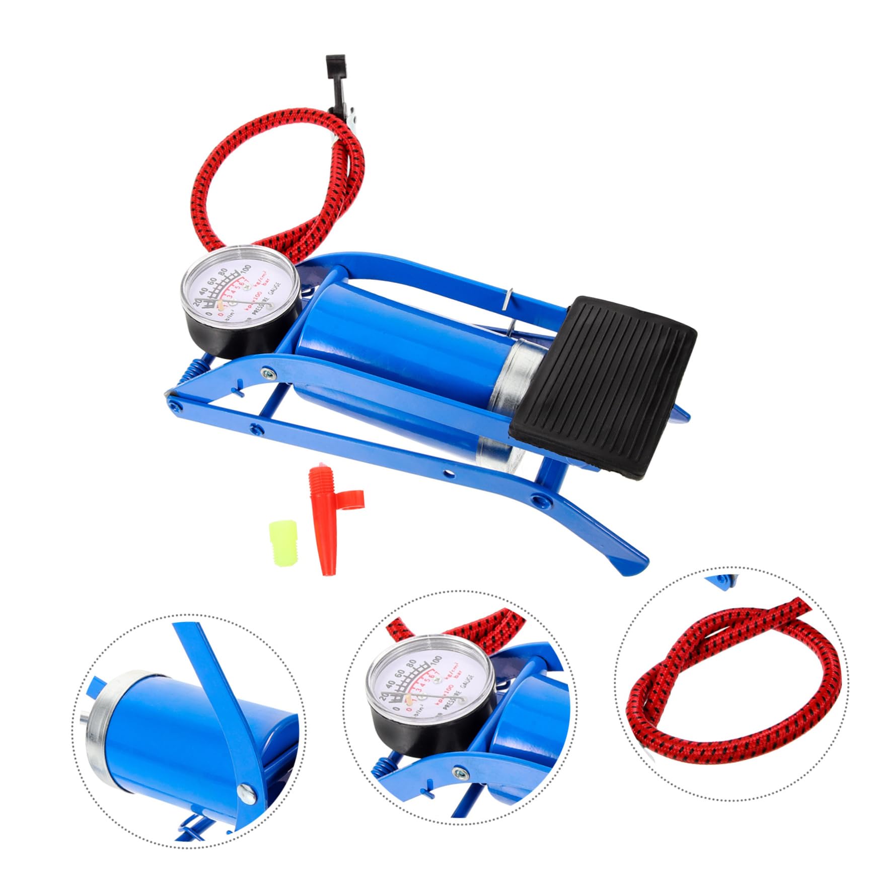 UPKOCH aktivierte Standpumpe Auto Reifenpumpe Fahrrad Rennrad Reifenpumpe Pumpe für den Zyklus Luft Pumpbike Hochdruck-Fußpumpe Standpumpen Inflator Bodenpumpe Eisen Blau