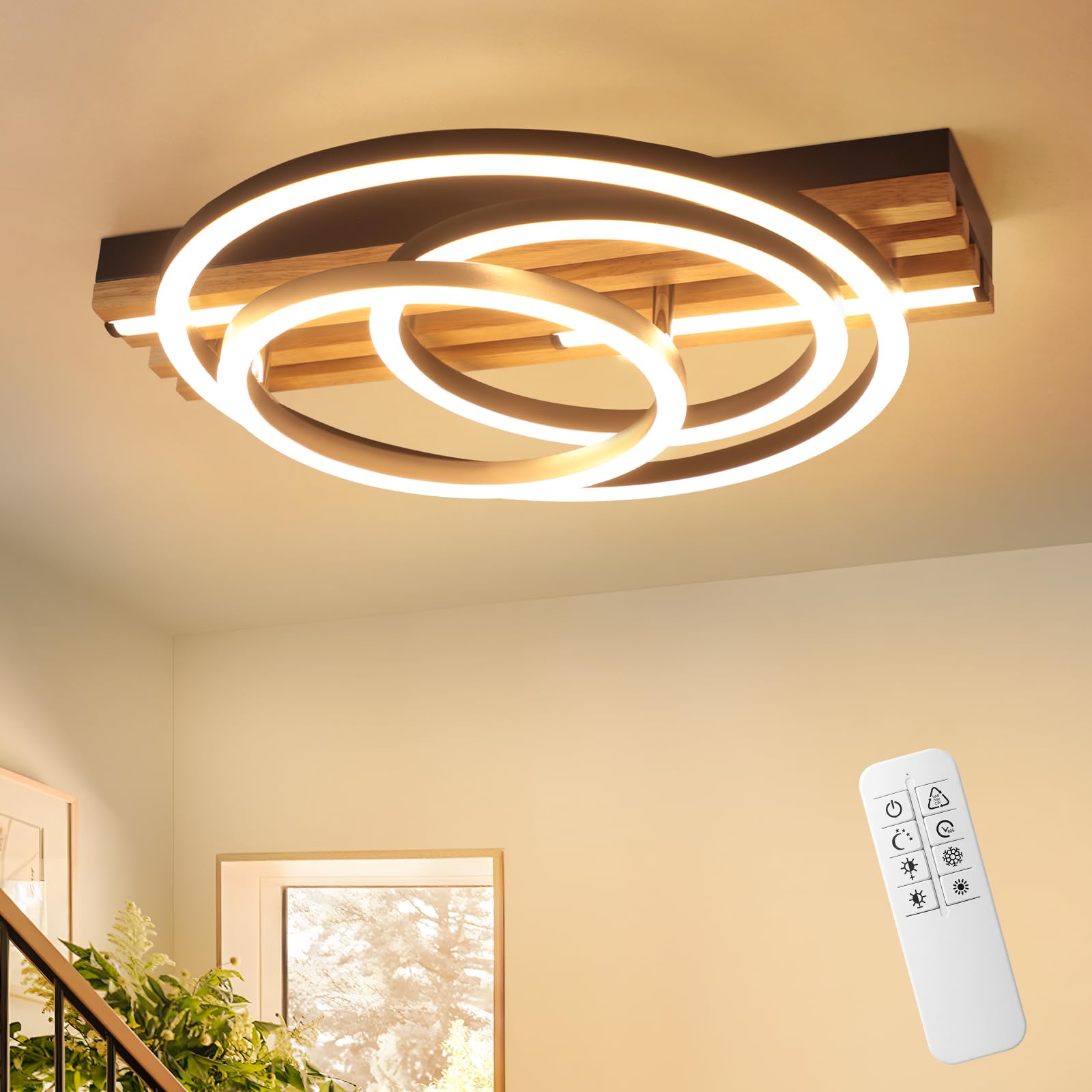 GBLY LED Deckenleuchte Holz Deckenlampe