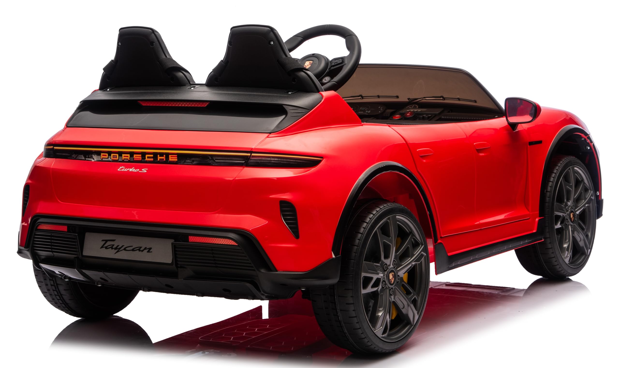 Porsche Taycan TurboS Auto Elettrica per Bambini 24V 2 Posti con Telecomando Luci LED Bluetooth Rosso