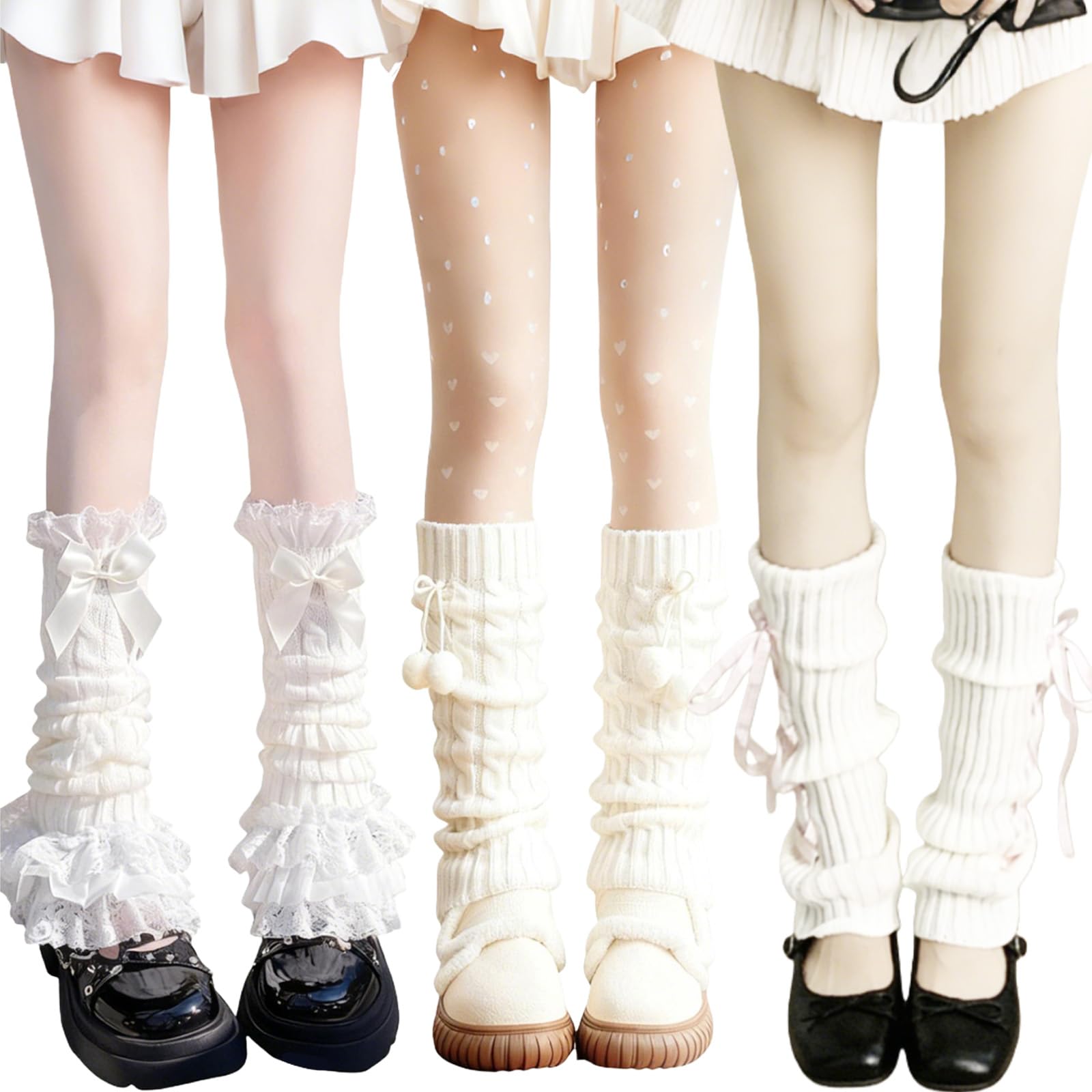 3 Pcs Leg Warmers Y2k Knit Legwarmers Socks for Women Harajuku Lolita Leg Warmers for Dance Performances Events