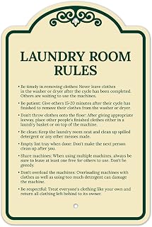Laundry Room Rules Décor Sign, Green Light, 12x18 Inches, ACM, Fade Resistant, Made in USA