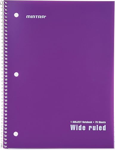 Miniatura 6 de Mintra Office - Cuadernos en espiral para estudiantes, hogar, oficina, negocios, Cubierta de polietileno, rayas anchas.