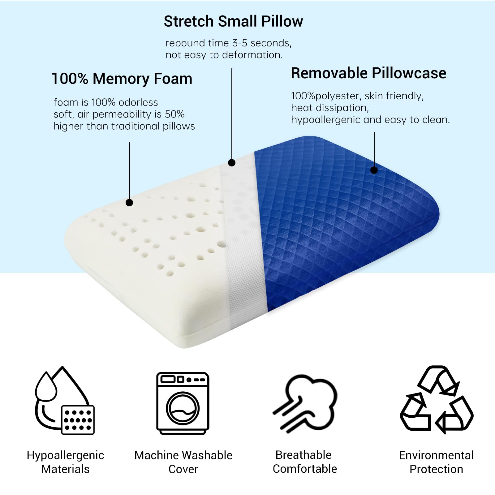 GIVANLEE Small Camping Pillow For Sleeping,Shredded Memory Foam Travel Pillow Compact & Packable With Storage Bag,Soft Cover,Small Pillow For Backpacking Hiking Gear & Accessories - View #4