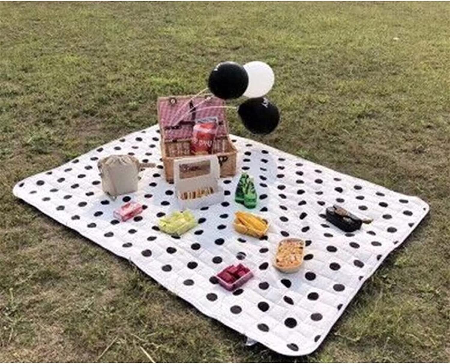 Koc Piknikowy Mata Piknikowa Czarno-biały Wodoodporny Koc Piknikowy W Kropki Trwała Mata Piknikowa Koc Plażowy Do Parku(190 * 200CM)