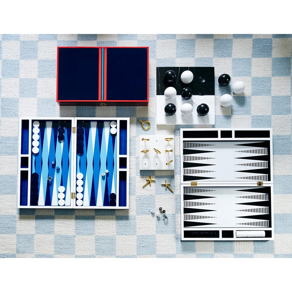 Jonathan Adler - Op Art Backgammon Set – Nero/Bianco – Legno/Laccato – Nero/Bianco – (LxLxA) 47 x 29 x 11 cm