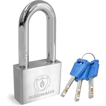 Magmaus PDE50 Heavy Duty Waterproof Outdoor Padlock with 3 Keys - 10mm Cut Resistant Shackle Stainless Steel | Security Lock 