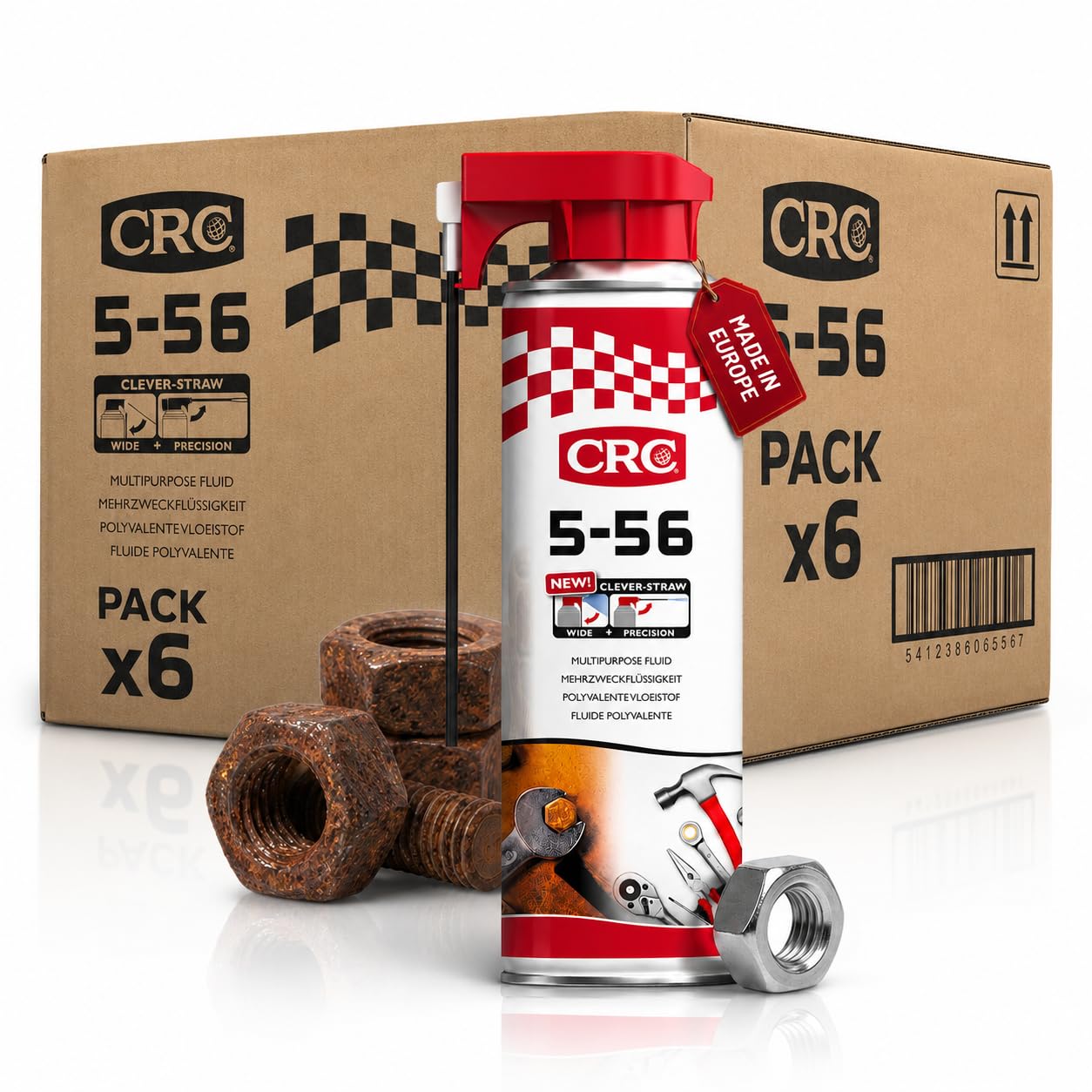 CRC 5-56 - Pack de 6 lubrifiants Multifonction - Spray Double Position - Dégrippant puissant - Anti-corrosion - Anti-Humidité - 500 ml