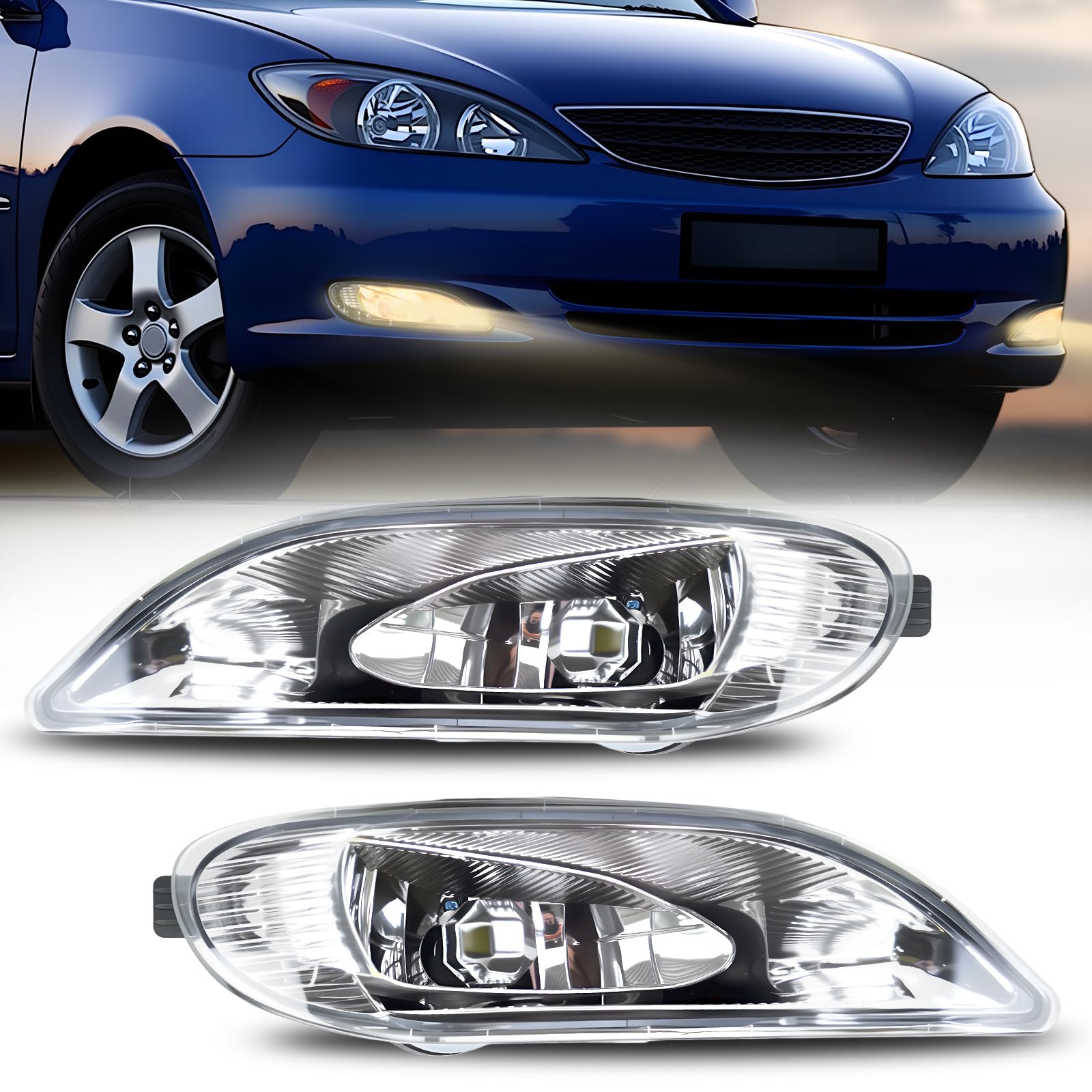 Fog Light Compatible With 2002 2003 2004 Toyota Camry, 2005 2006 2007 2008 Toyota Corolla, 2002 2003 Toyota Solara Bumper Driving Fog Lamps with Switch & Wiring Kit