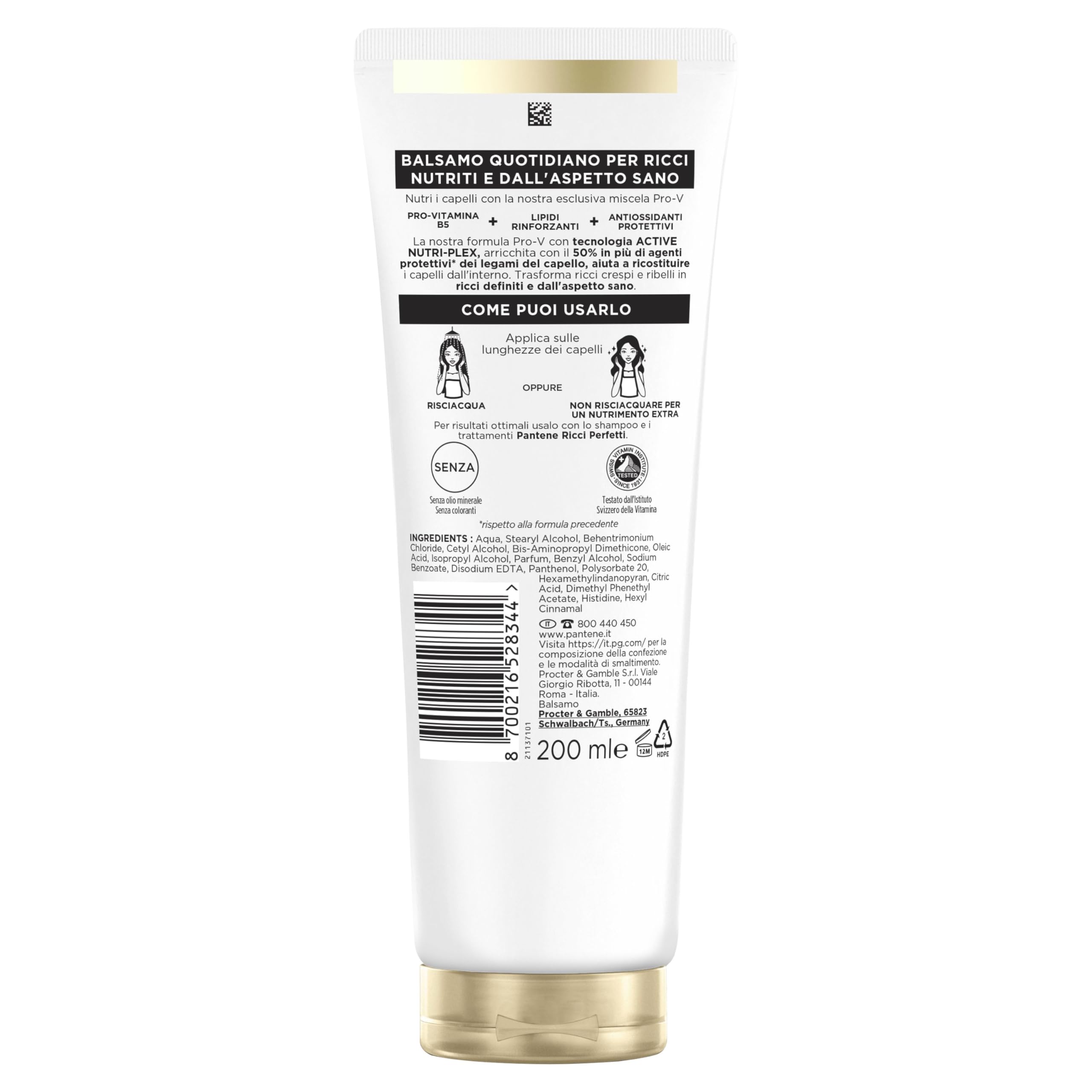Pantene Pro-V Ricci Perfetti, Set Regalo Capelli Ricci: 1x Shampoo 250ml, 1x Balsamo 200ml, 1x Maschera Protezione Cheratina 300ml, 1x Crema Styling 235m