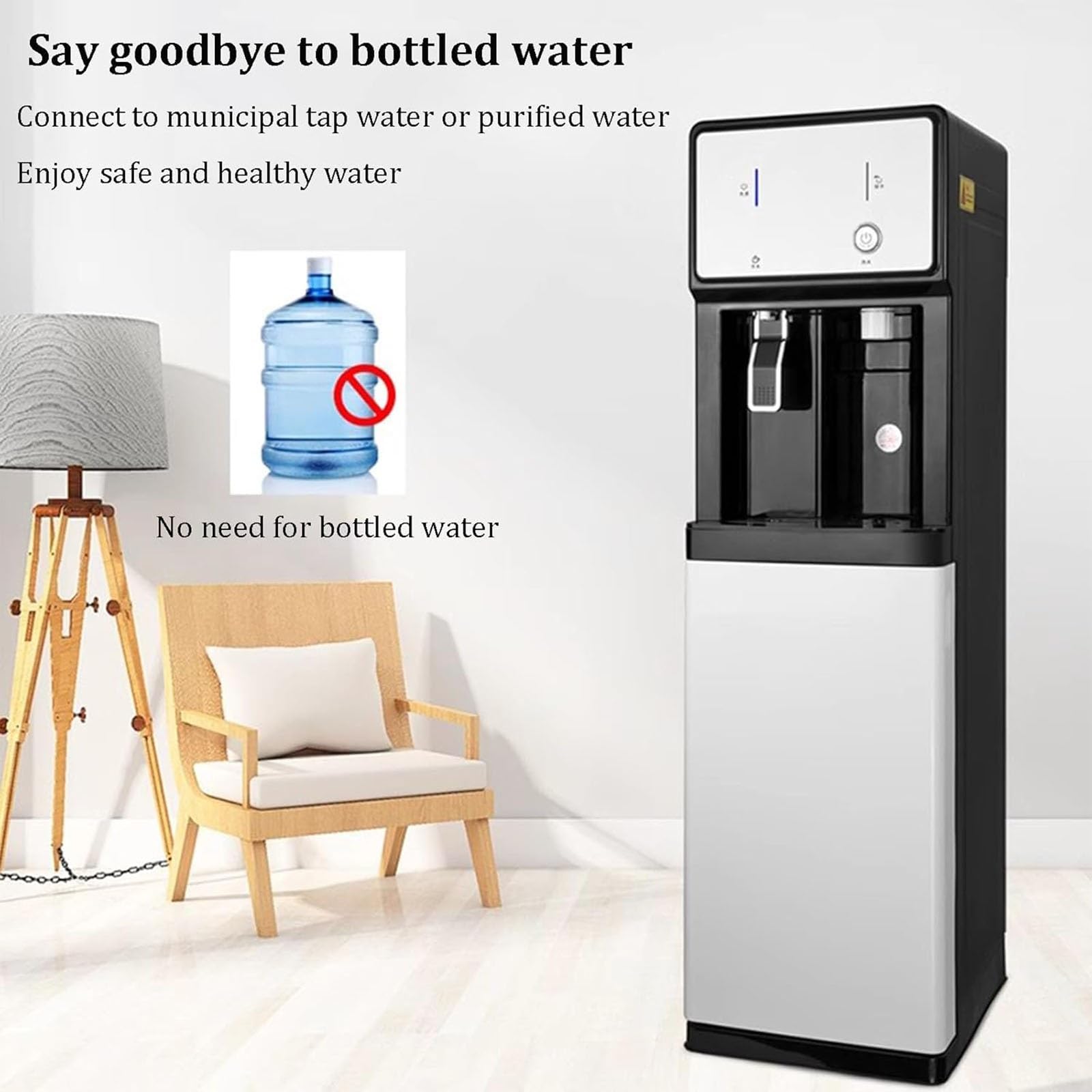 Distributore D'Acqua Fredda E Calda Con Collegamento Diretto, Erogatore Acqua Colonna Avviso Di Sicurezza In Caso Di Carenza D'acqua,purificatore Acqua Per Cucina