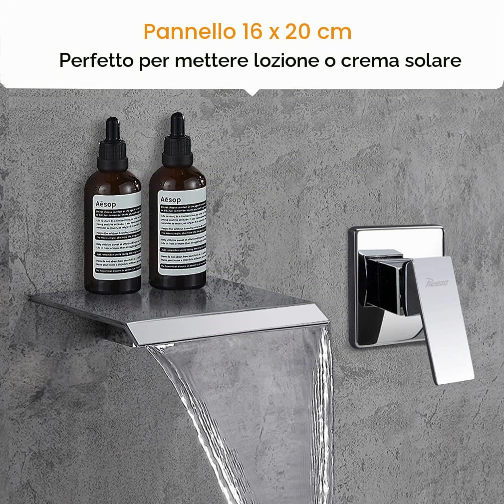 PHASAT Rubinetto Muro Bagno Lavabo Ugello Extra Largo Miscelatore Cascata Parete Acqua Fredda e Calda Rubinetti Monocomando per Lavello Ottone PTBC02E