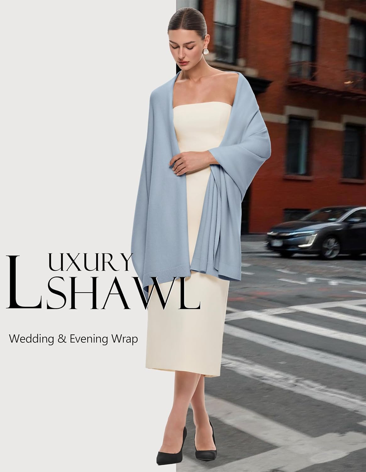 PULI Women's Pashmina Shawl Wraps for Evening Dress Large Scarf Blanket Long Wedding Bridal Winter Warm Shoulder Wrap - Image 5