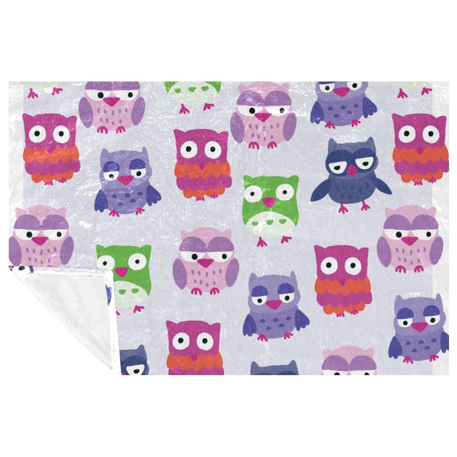 Couverture hibou colorée 150x100 cm douce et chaude pour lit et canapé