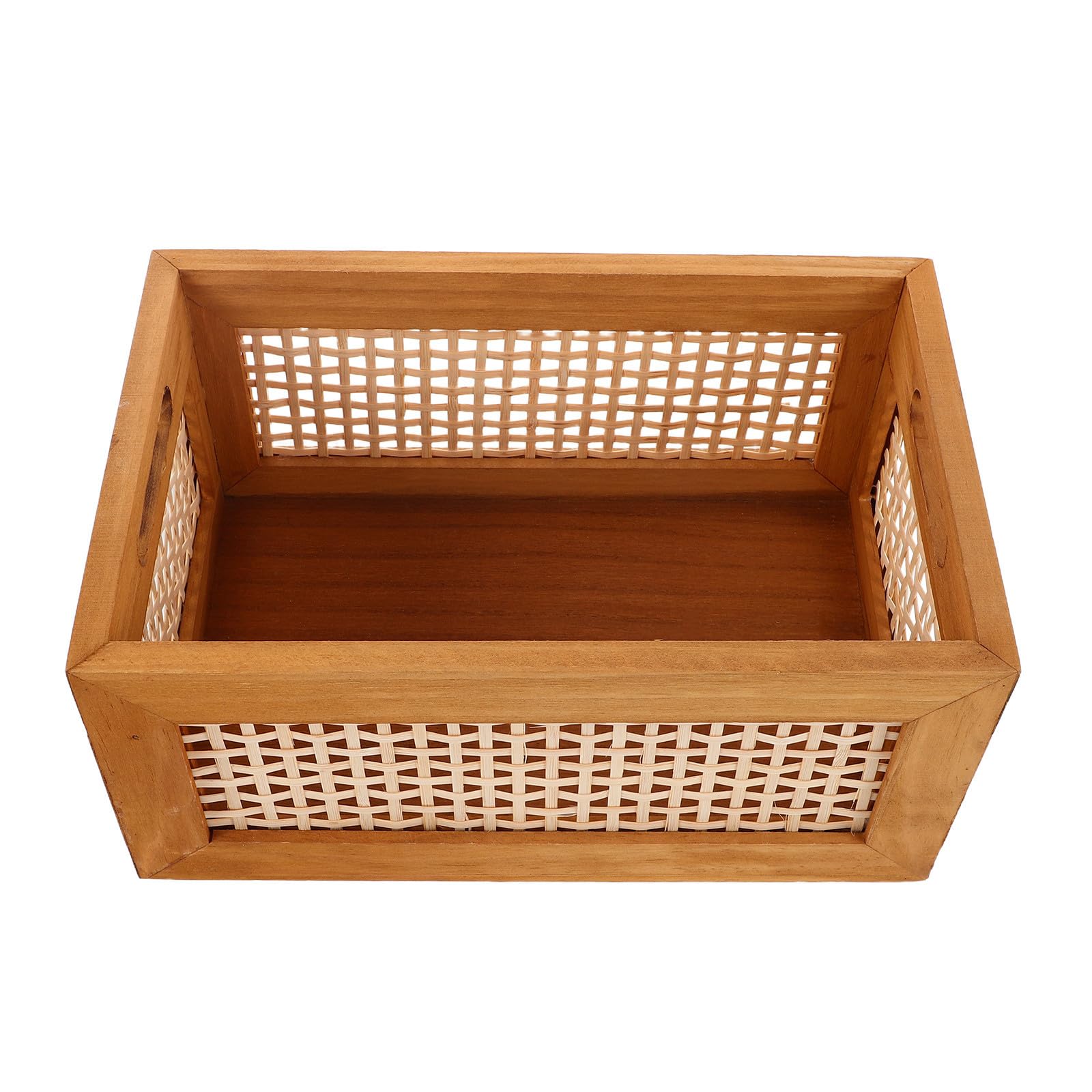 Panier de rangement vintage en bois pour cosmétiques et snacks de salon