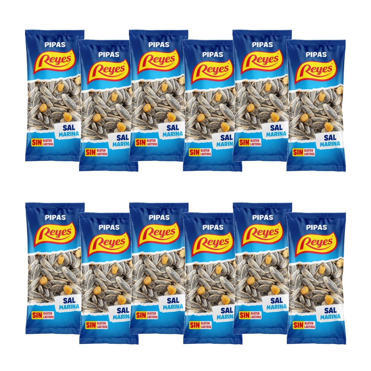 Pipas Reyes Caja 15 Bolsas x 80g Pipas Girasol Tostadas con Sal Frutos Secos Naturales Snack Saludable Aperitivo Clásico Español