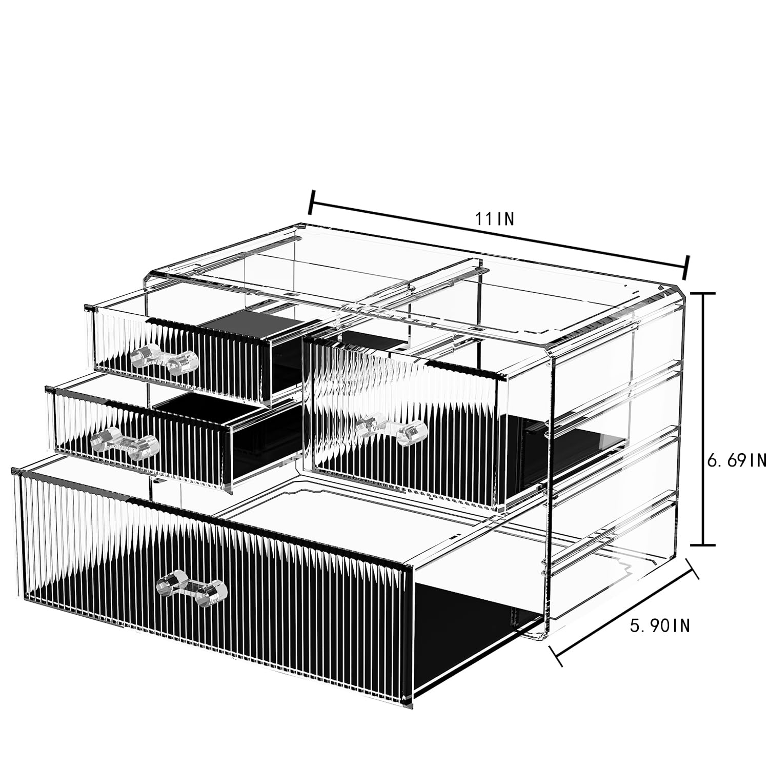 Acryl Aufbewahrungsschubladen Transparent - 3-teiliger Organizer Für Make-up, Bad & Küche