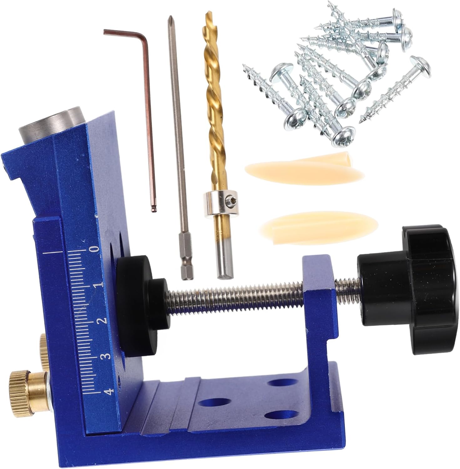 1set Woodworking Tool Pocket Hole Punching Jig Portable Quick Clamp and Scale