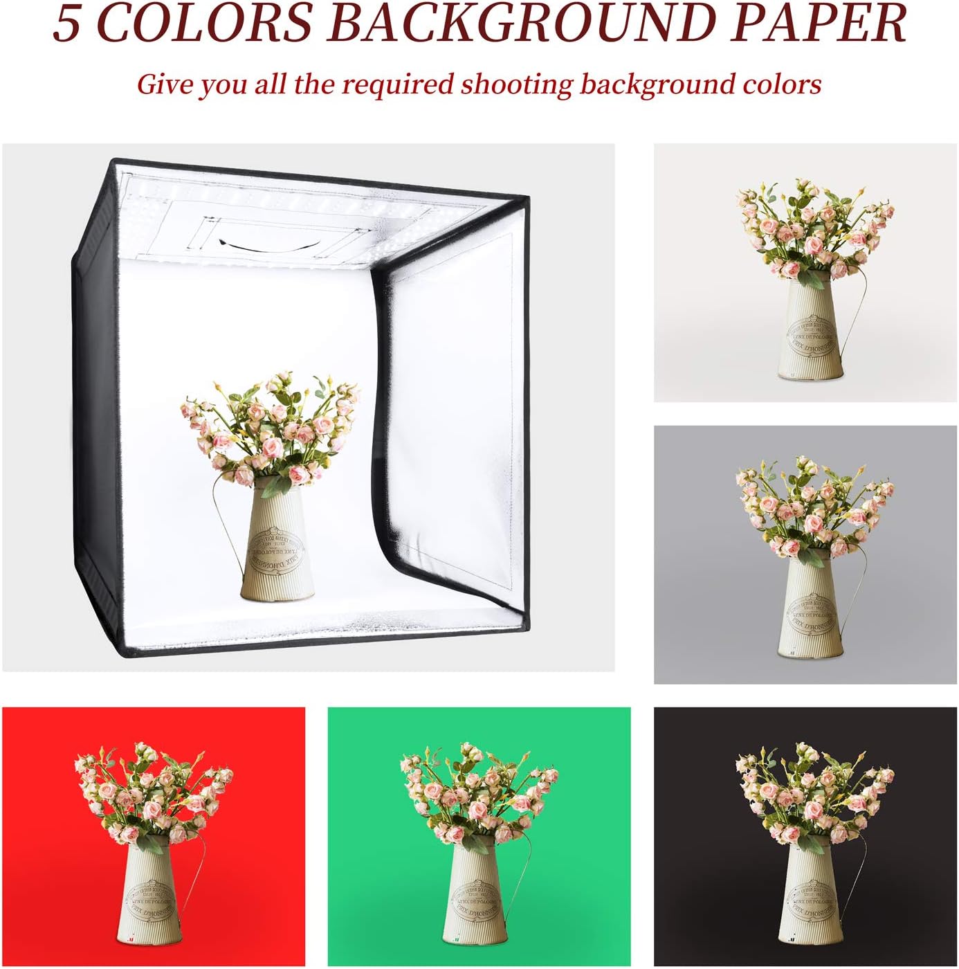 🛒 Flash Sale Photography Light Box 50 x 50 cm / 19 x 19 inch Adjustable Brightness Color Temperature 3200k - 5500K Continuous Lighting LED Light Portable Foldable Studio Kit