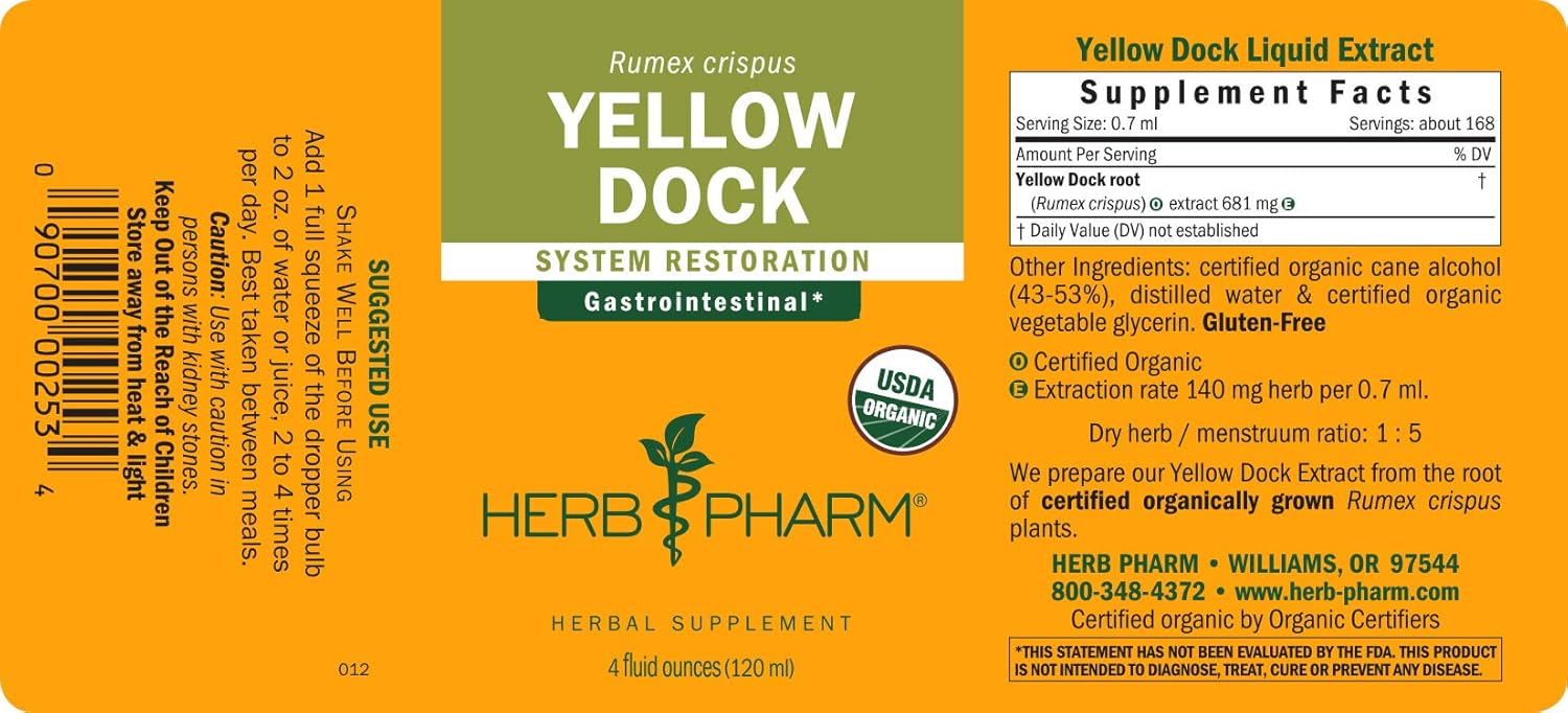 Herb Pharm Yellow Dock Liquid Extract for Digestive System Support - 4 Ounce - Image 7