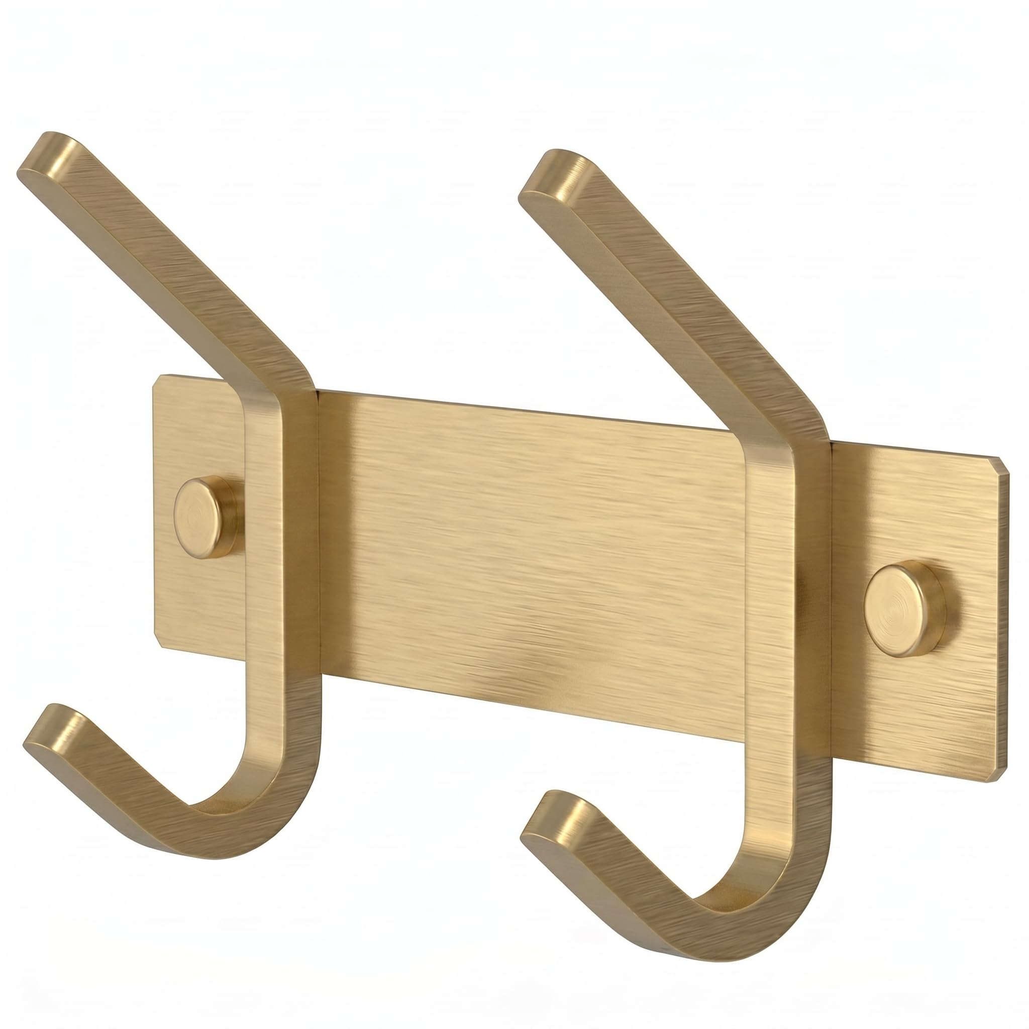 SAYONEYES Brushed Gold Small Coat Rack Wall Mount – 6 Inch Stainless Steel Rail with 2 Double Coat Hooks for Entryway, Bathroom, Bedroom, Kitchen – Modern Gold Hook Rack for Coats, Hats, Towels — image 1