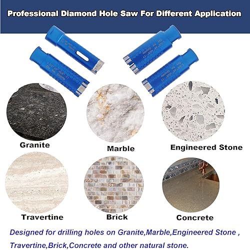 Miniatura 5 de Sierra de diamante secohúmedo, broca de núcleo de 1 pulgada para granito de mármol de ingeniería de piedra de cuarzo soldada con láser de 0.984 in
