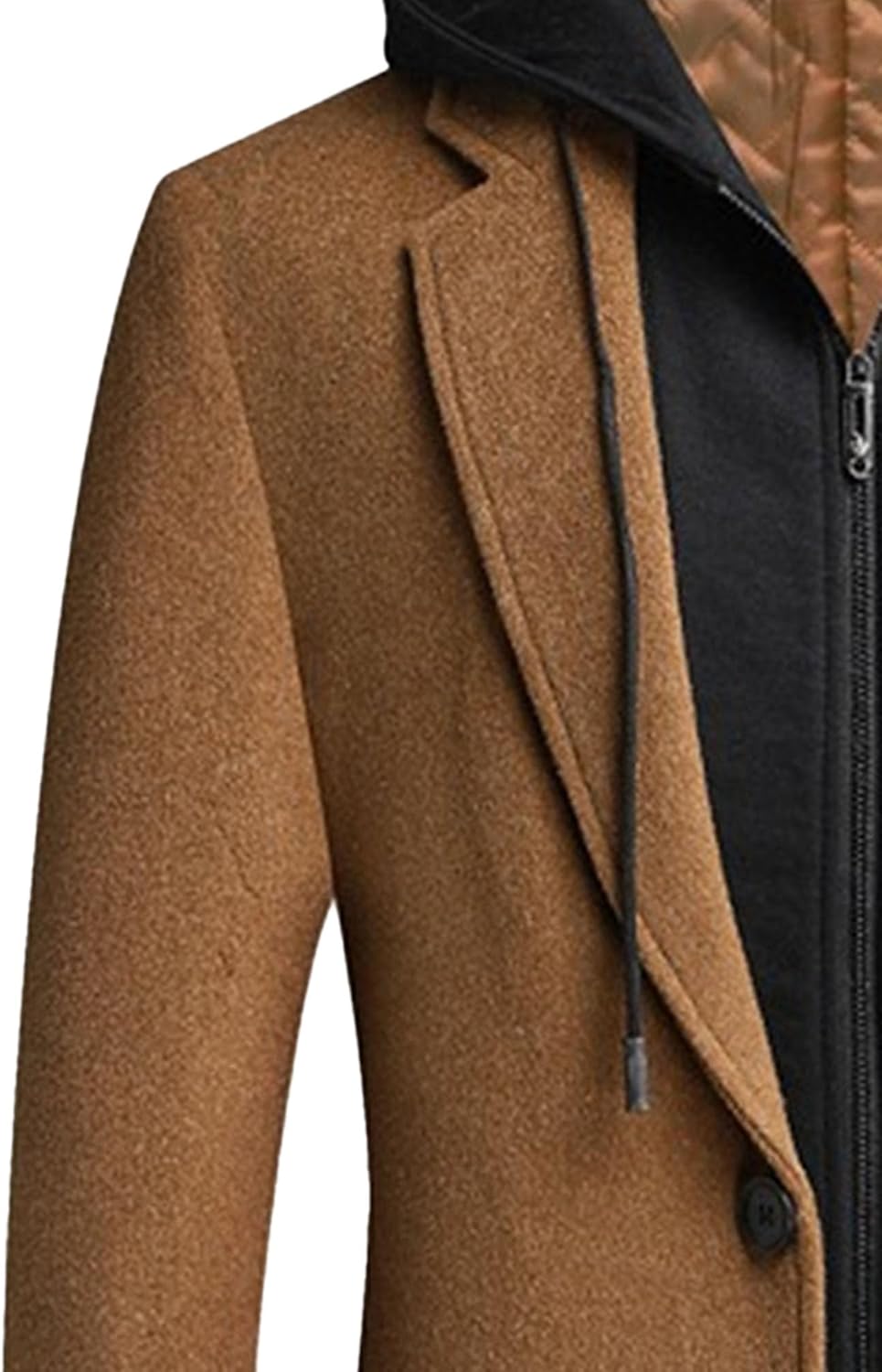 Maiyifu-GJ Men's Wool Blend Trench Coat Long Coats Warm Winter Quilted Lined Trench Jacket Slim Fit Casual Business Overcoat