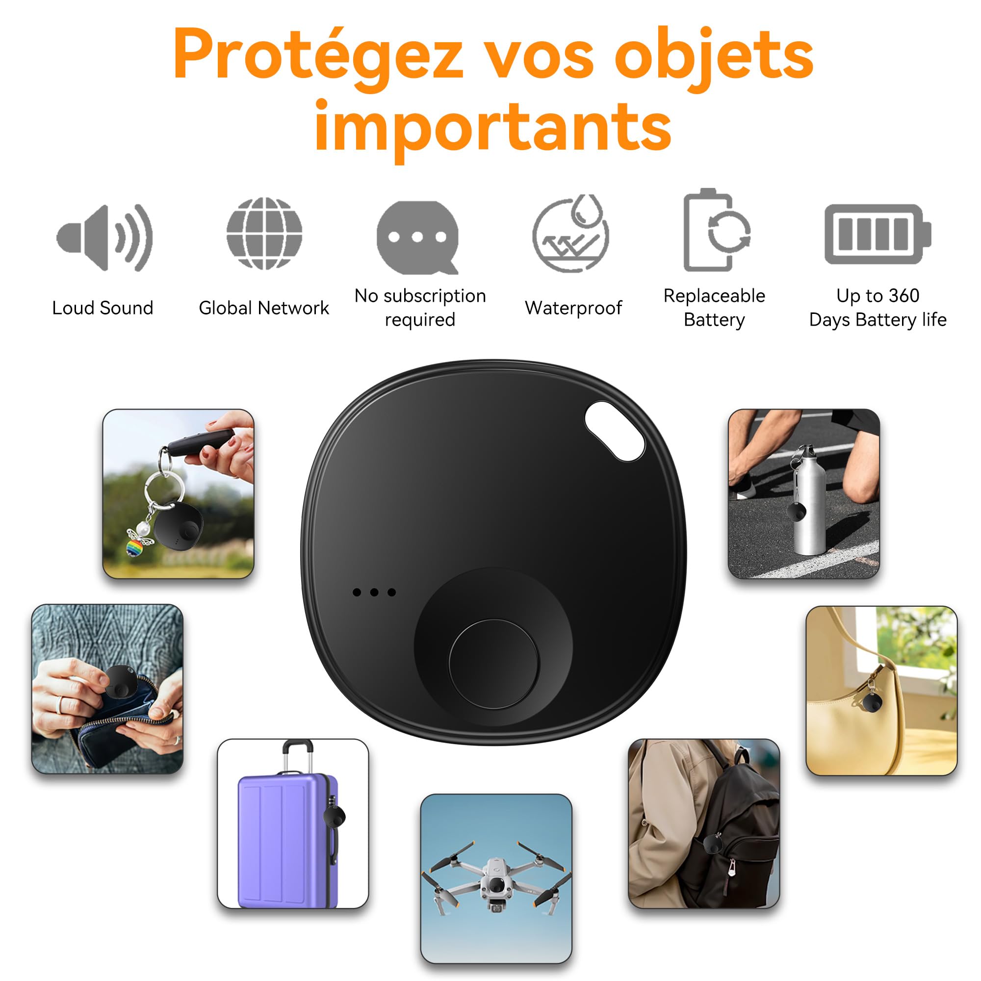 Android Smart Tag, Bluetooth Localisateur D’Objets Fonctionne avec l’app Google Localiser (Uniquement Android), Traceur Tag pour Les clés/Portefeuilles/Valises, Lot de 4