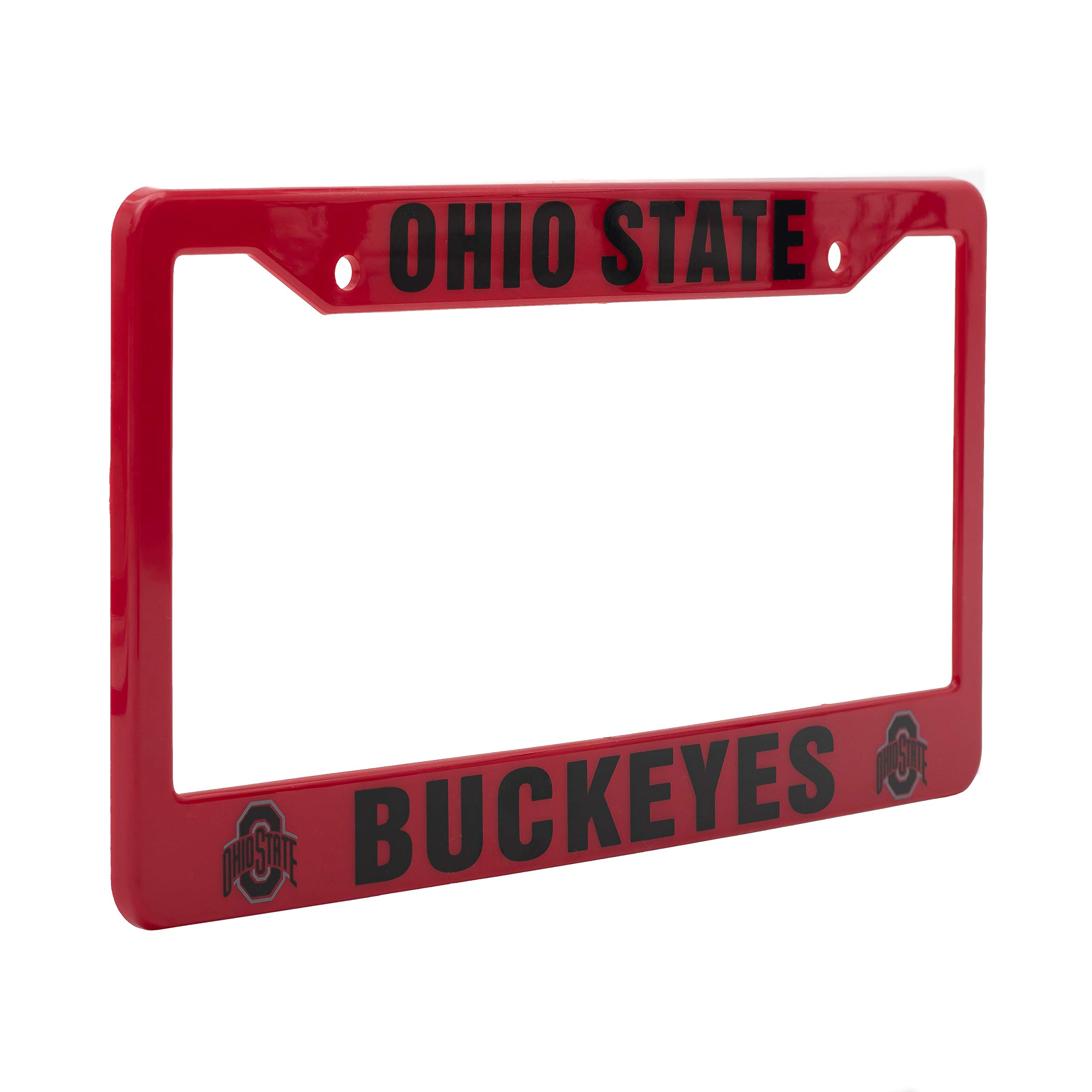 EliteAuto3K Ohio State Buckeyes License Plate Frame Cover – Red & Black – 12.25” x 6.25” - Ideal Gift for Sports Fans & Supporters – Slim Design